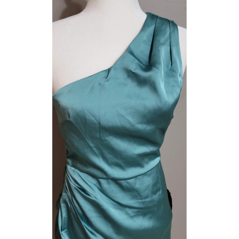 NWT Lulus Sage Green Satin One-Shoulder Mini Dress - Picture 4 of 5